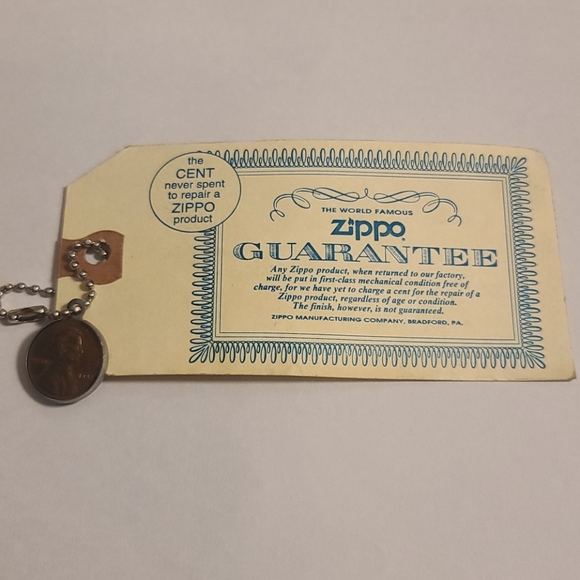 Zippo Other - Zippo Guarantee Card The Penny Never Spent
